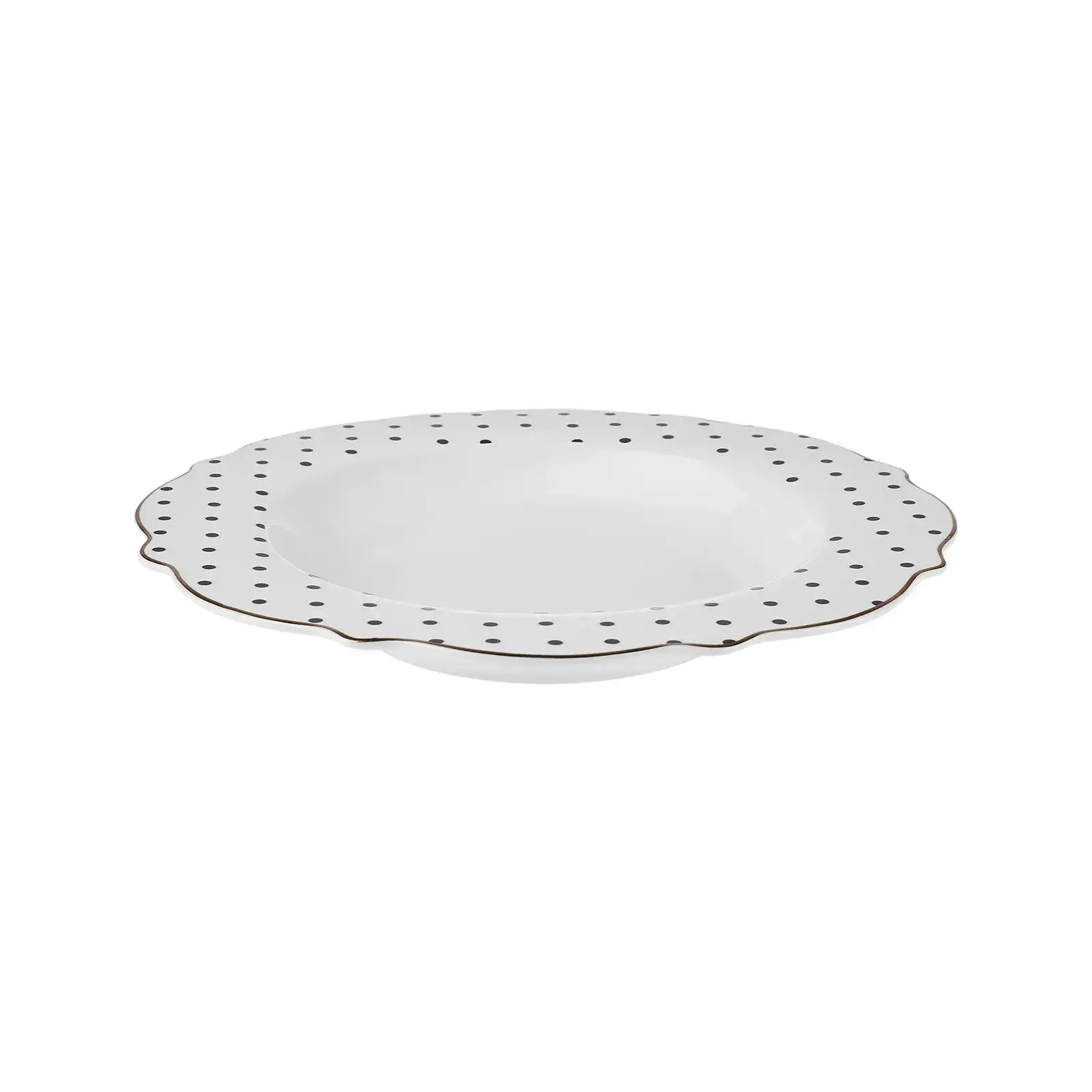 Karaca New Romantic Puantiyeli Çukur Tabak 24cm Siyah