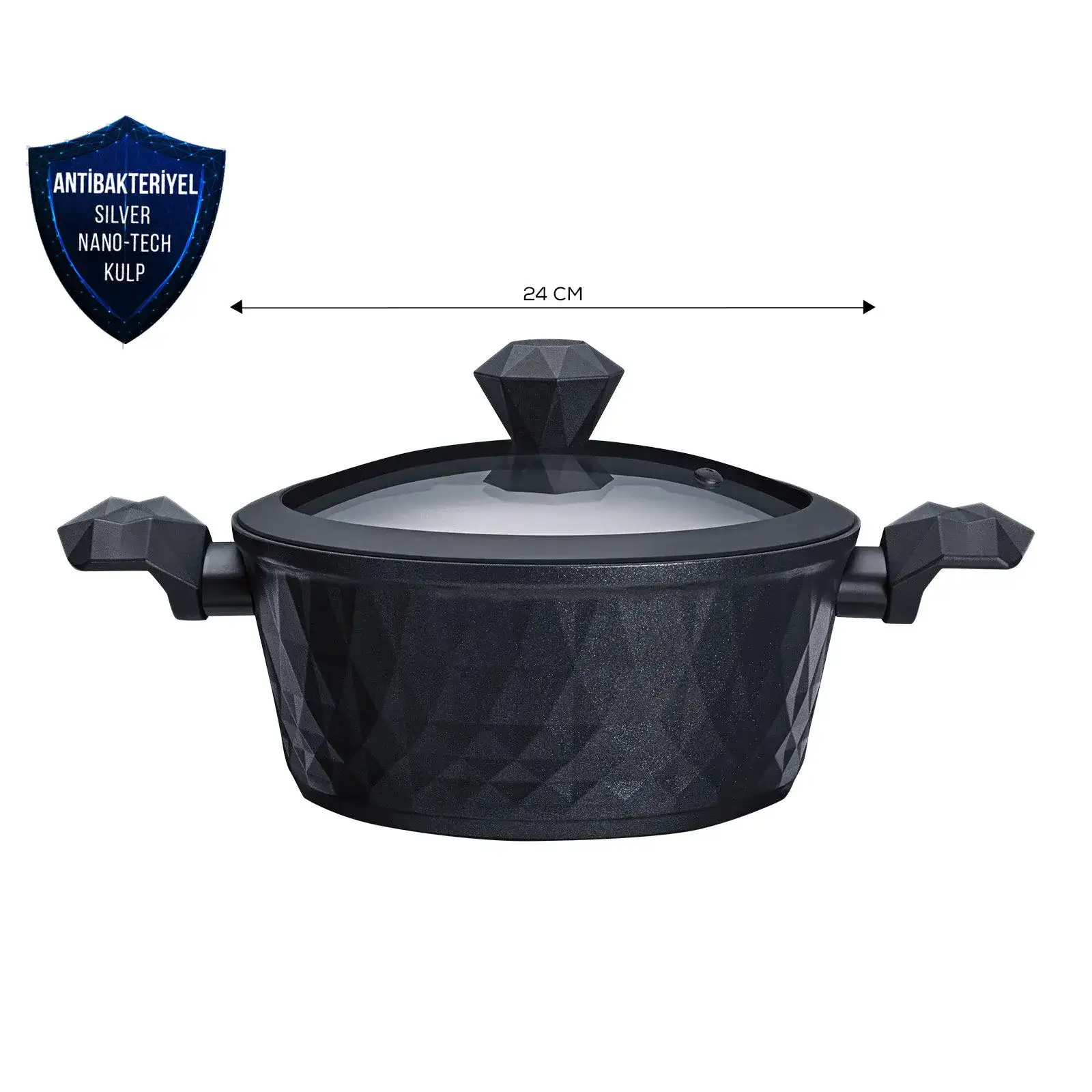Karaca Bio Diamond Antibakteriyel Kulp Tencere 24cm 4lt